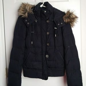 Abercrombie Fitch AF Down Hooded Coat Navy M